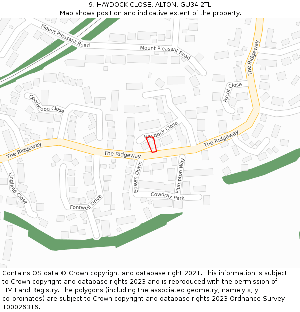 9, HAYDOCK CLOSE, ALTON, GU34 2TL: Location map and indicative extent of plot