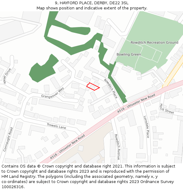 9, HAYFORD PLACE, DERBY, DE22 3SL: Location map and indicative extent of plot