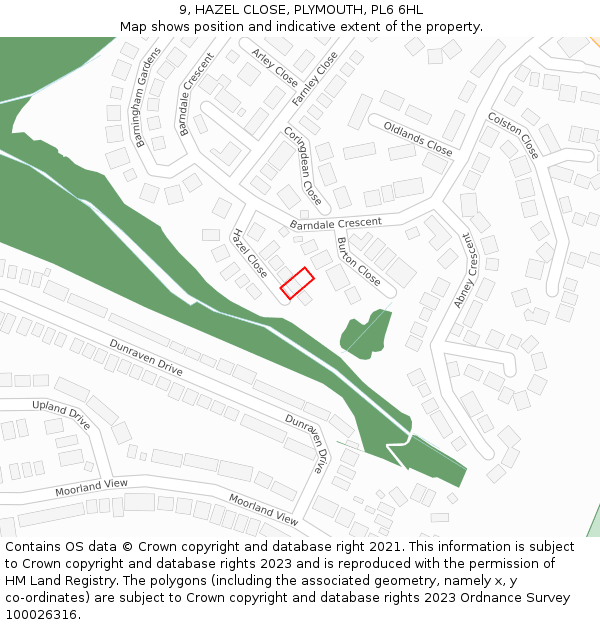 9, HAZEL CLOSE, PLYMOUTH, PL6 6HL: Location map and indicative extent of plot