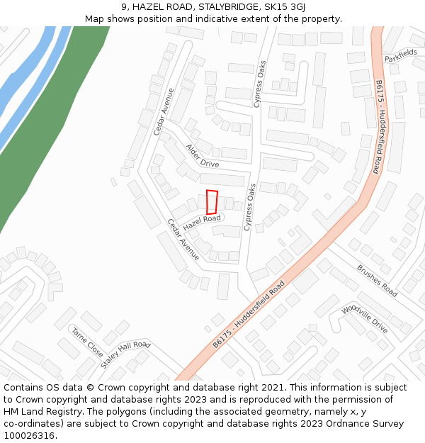 9, HAZEL ROAD, STALYBRIDGE, SK15 3GJ: Location map and indicative extent of plot