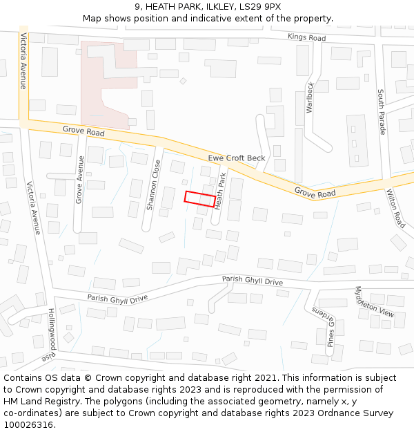 9, HEATH PARK, ILKLEY, LS29 9PX: Location map and indicative extent of plot