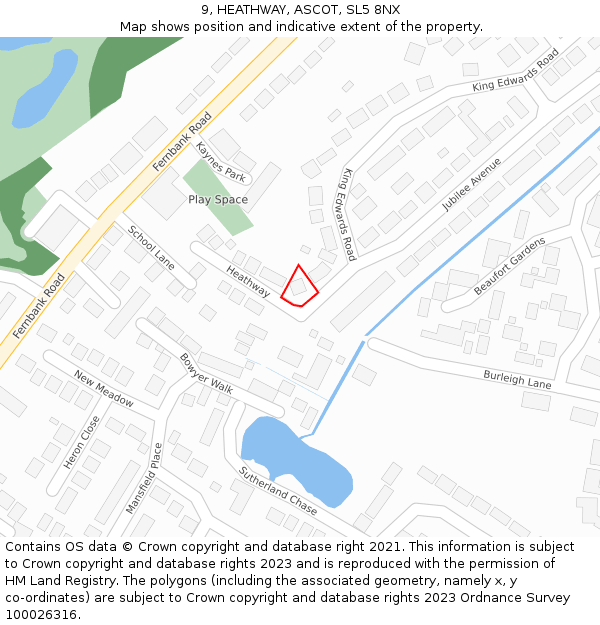 9, HEATHWAY, ASCOT, SL5 8NX: Location map and indicative extent of plot