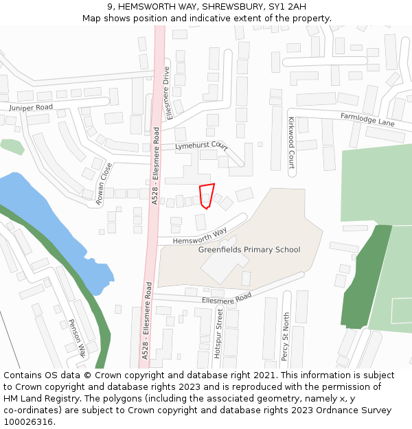 9, HEMSWORTH WAY, SHREWSBURY, SY1 2AH: Location map and indicative extent of plot