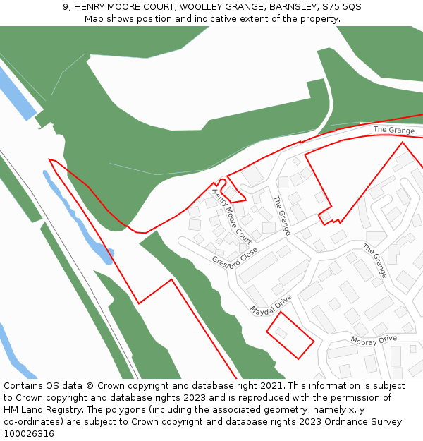 9, HENRY MOORE COURT, WOOLLEY GRANGE, BARNSLEY, S75 5QS: Location map and indicative extent of plot