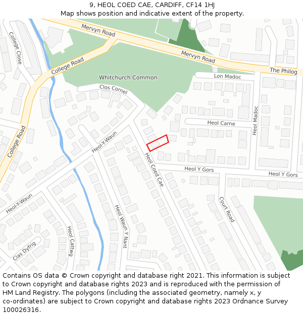 9, HEOL COED CAE, CARDIFF, CF14 1HJ: Location map and indicative extent of plot