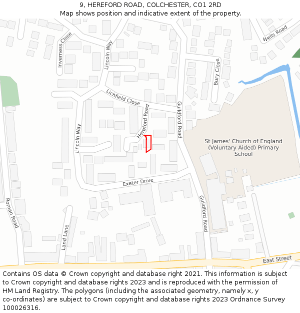 9, HEREFORD ROAD, COLCHESTER, CO1 2RD: Location map and indicative extent of plot