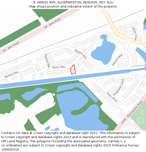 9, HERON WAY, ALDERMASTON, READING, RG7 4UU: Location map and indicative extent of plot