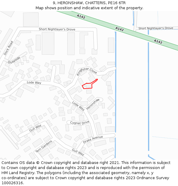 9, HERONSHAW, CHATTERIS, PE16 6TR: Location map and indicative extent of plot