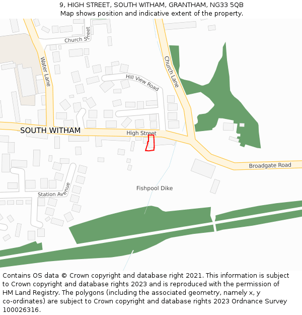 9, HIGH STREET, SOUTH WITHAM, GRANTHAM, NG33 5QB: Location map and indicative extent of plot