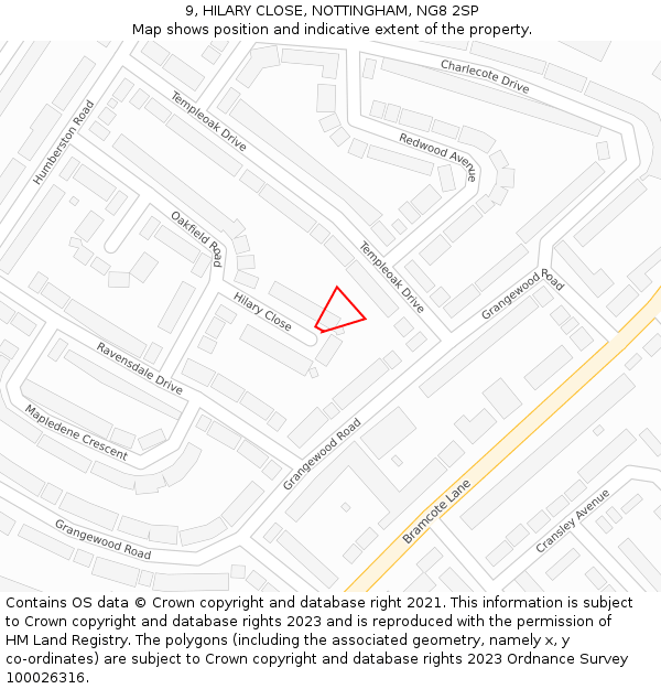 9, HILARY CLOSE, NOTTINGHAM, NG8 2SP: Location map and indicative extent of plot