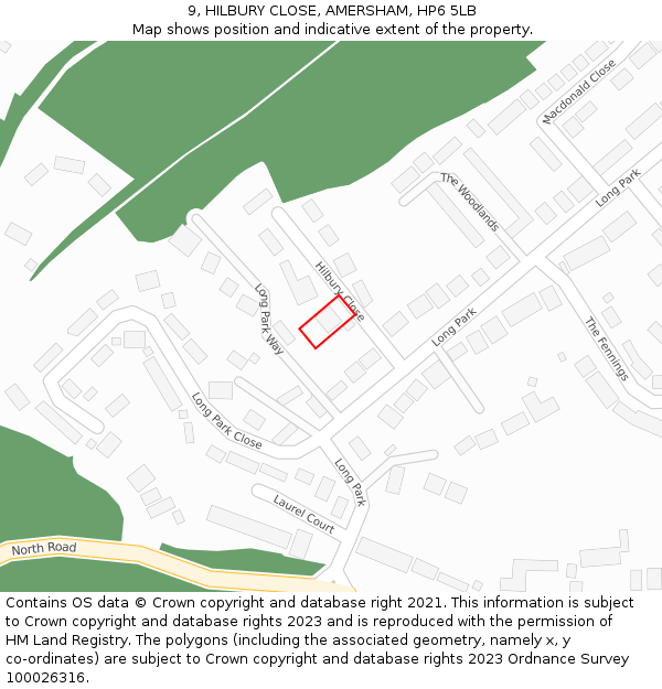 9, HILBURY CLOSE, AMERSHAM, HP6 5LB: Location map and indicative extent of plot