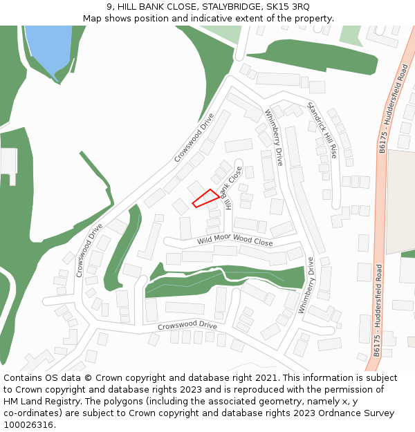 9, HILL BANK CLOSE, STALYBRIDGE, SK15 3RQ: Location map and indicative extent of plot