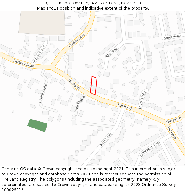 9, HILL ROAD, OAKLEY, BASINGSTOKE, RG23 7HR: Location map and indicative extent of plot