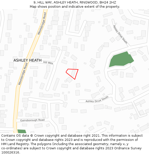 9, HILL WAY, ASHLEY HEATH, RINGWOOD, BH24 2HZ: Location map and indicative extent of plot