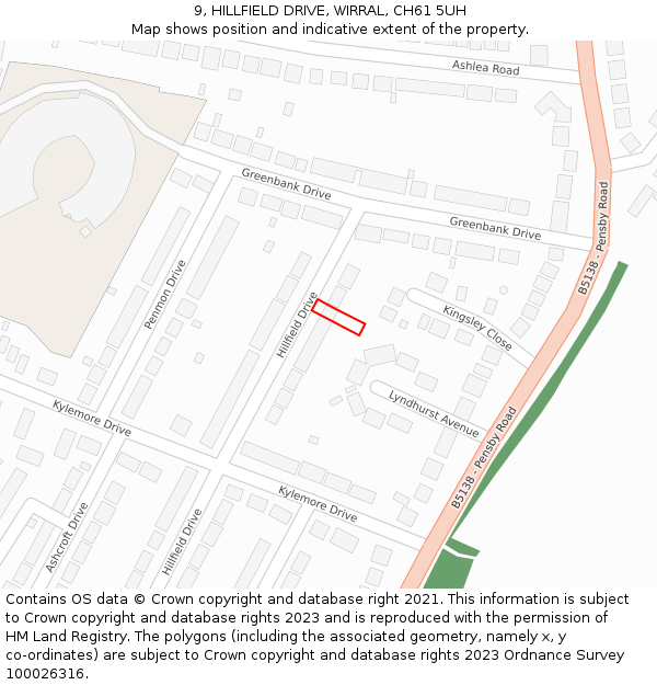 9, HILLFIELD DRIVE, WIRRAL, CH61 5UH: Location map and indicative extent of plot