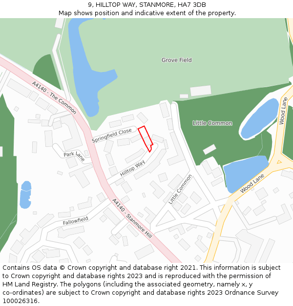 9, HILLTOP WAY, STANMORE, HA7 3DB: Location map and indicative extent of plot