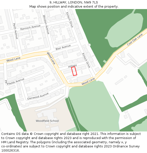 9, HILLWAY, LONDON, NW9 7LS: Location map and indicative extent of plot