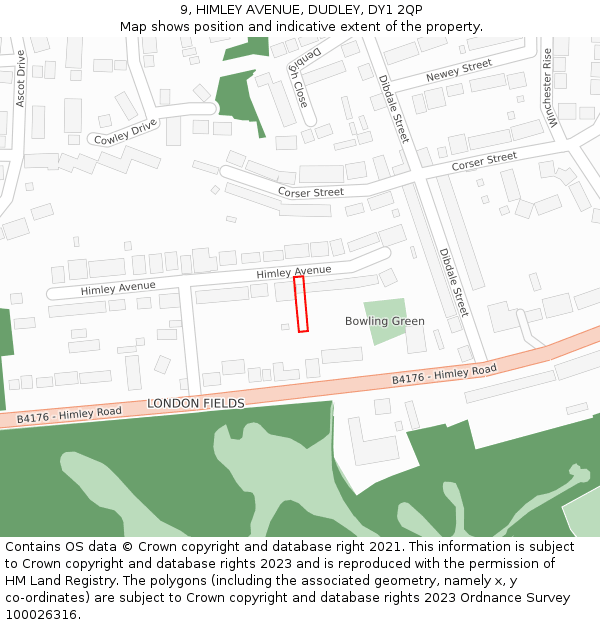 9, HIMLEY AVENUE, DUDLEY, DY1 2QP: Location map and indicative extent of plot