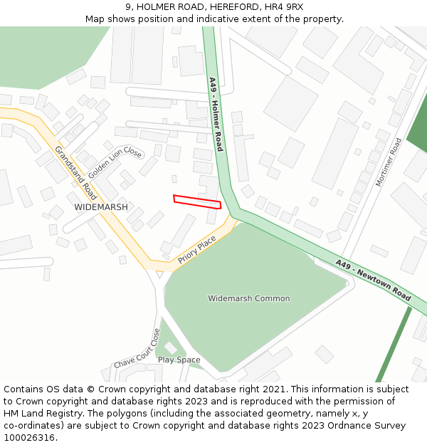 9, HOLMER ROAD, HEREFORD, HR4 9RX: Location map and indicative extent of plot