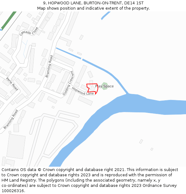9, HOPWOOD LANE, BURTON-ON-TRENT, DE14 1ST: Location map and indicative extent of plot