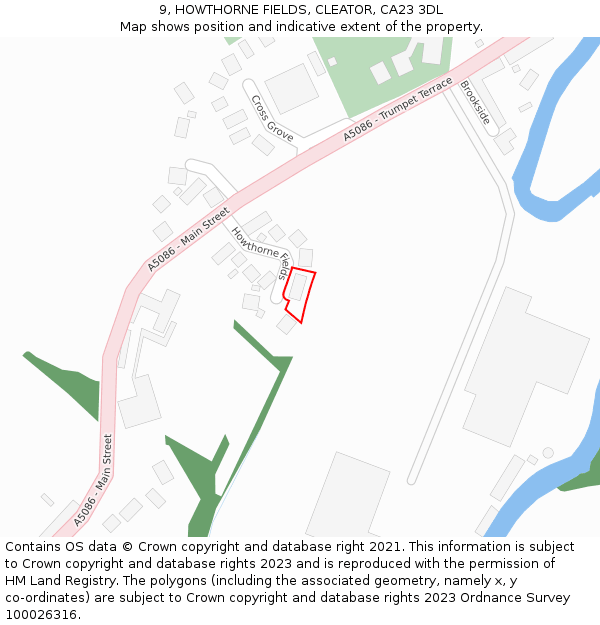 9, HOWTHORNE FIELDS, CLEATOR, CA23 3DL: Location map and indicative extent of plot