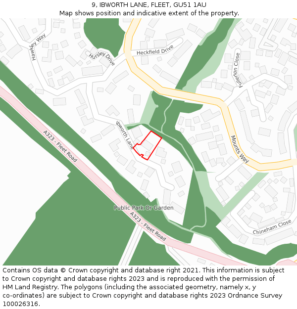 9, IBWORTH LANE, FLEET, GU51 1AU: Location map and indicative extent of plot
