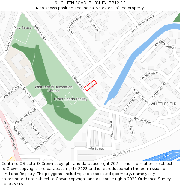 9, IGHTEN ROAD, BURNLEY, BB12 0JF: Location map and indicative extent of plot