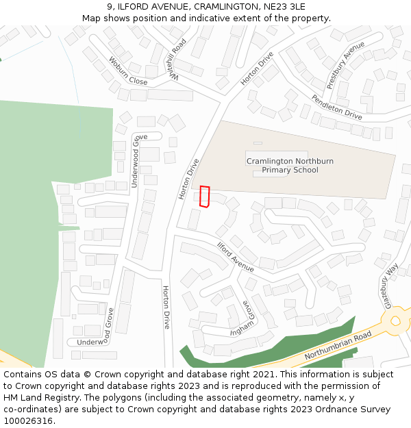 9, ILFORD AVENUE, CRAMLINGTON, NE23 3LE: Location map and indicative extent of plot