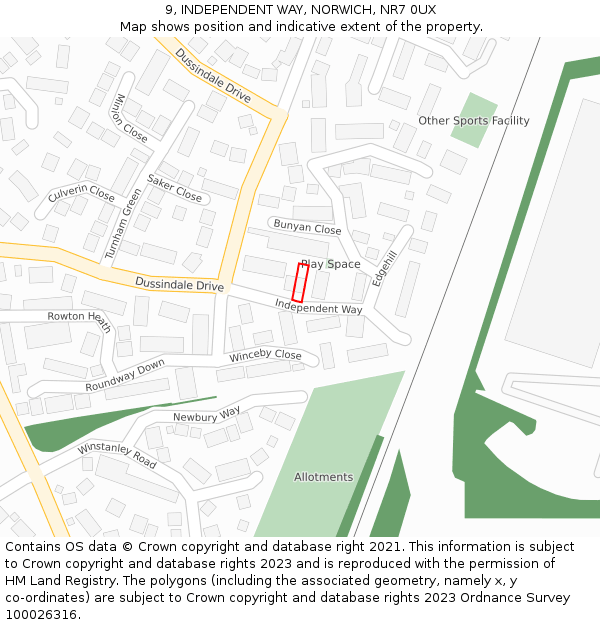 9, INDEPENDENT WAY, NORWICH, NR7 0UX: Location map and indicative extent of plot