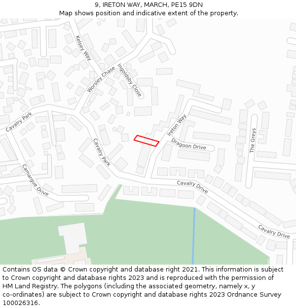 9, IRETON WAY, MARCH, PE15 9DN: Location map and indicative extent of plot