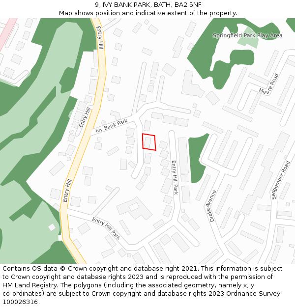 9, IVY BANK PARK, BATH, BA2 5NF: Location map and indicative extent of plot