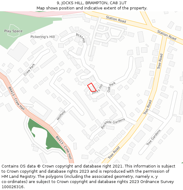 9, JOCKS HILL, BRAMPTON, CA8 1UT: Location map and indicative extent of plot