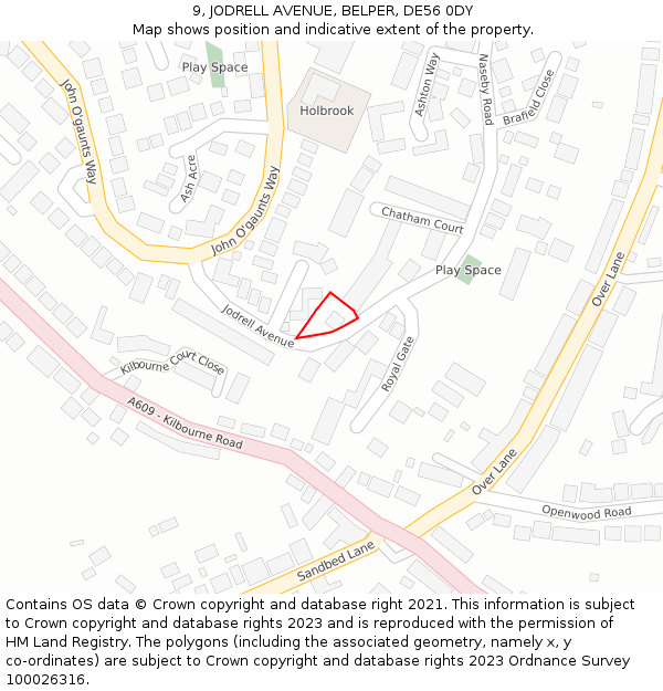 9, JODRELL AVENUE, BELPER, DE56 0DY: Location map and indicative extent of plot