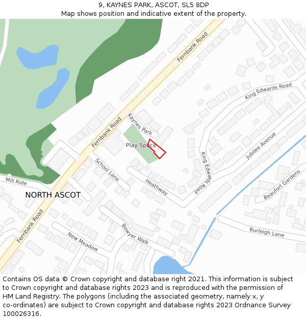 9, KAYNES PARK, ASCOT, SL5 8DP: Location map and indicative extent of plot