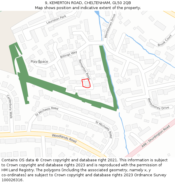9, KEMERTON ROAD, CHELTENHAM, GL50 2QB: Location map and indicative extent of plot