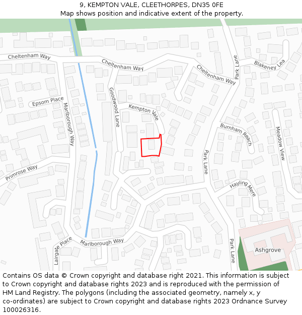 9, KEMPTON VALE, CLEETHORPES, DN35 0FE: Location map and indicative extent of plot