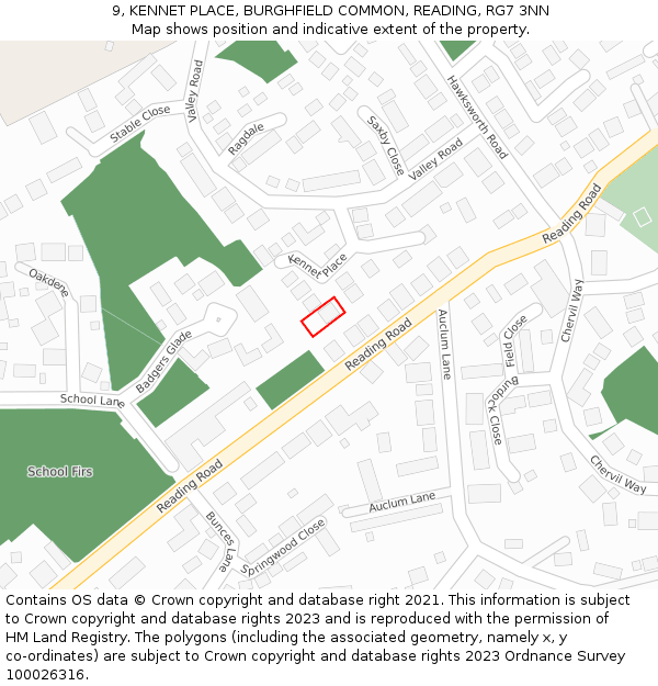 9, KENNET PLACE, BURGHFIELD COMMON, READING, RG7 3NN: Location map and indicative extent of plot