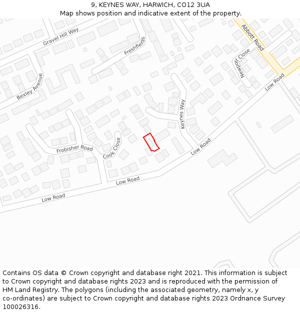 9, KEYNES WAY, HARWICH, CO12 3UA: Location map and indicative extent of plot