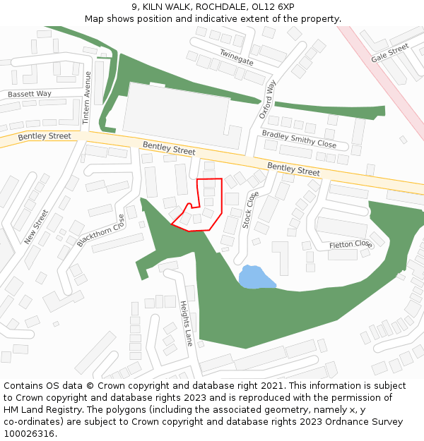 9, KILN WALK, ROCHDALE, OL12 6XP: Location map and indicative extent of plot