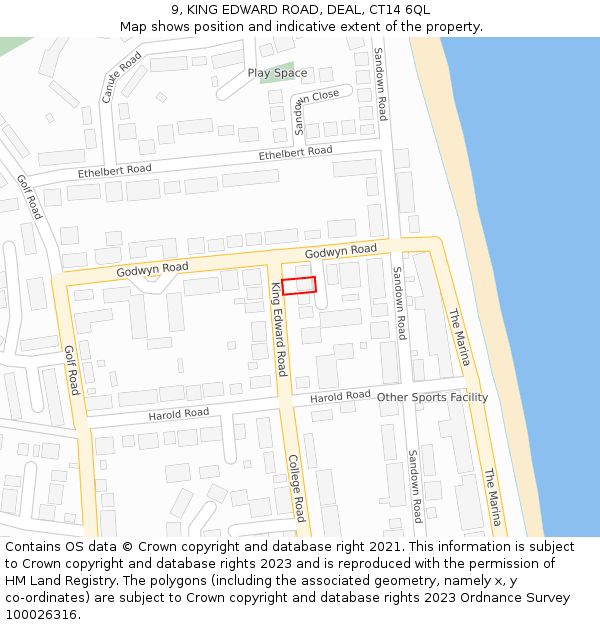 9, KING EDWARD ROAD, DEAL, CT14 6QL: Location map and indicative extent of plot