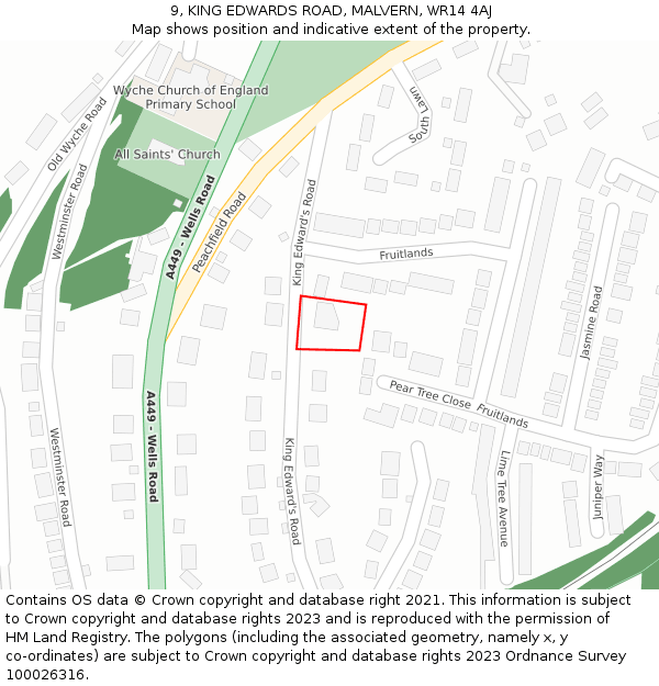 9, KING EDWARDS ROAD, MALVERN, WR14 4AJ: Location map and indicative extent of plot