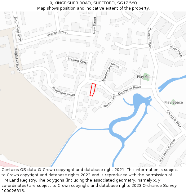 9, KINGFISHER ROAD, SHEFFORD, SG17 5YQ: Location map and indicative extent of plot