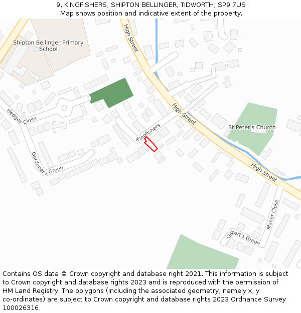 9, KINGFISHERS, SHIPTON BELLINGER, TIDWORTH, SP9 7US: Location map and indicative extent of plot