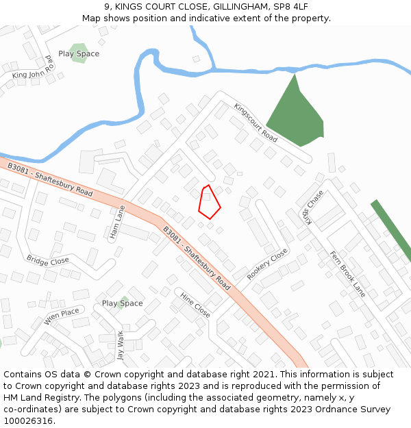 9, KINGS COURT CLOSE, GILLINGHAM, SP8 4LF: Location map and indicative extent of plot