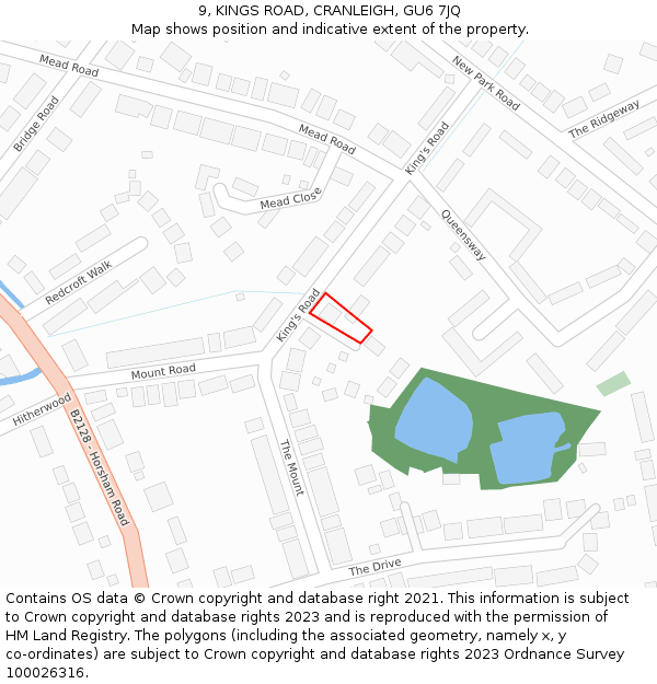 9, KINGS ROAD, CRANLEIGH, GU6 7JQ: Location map and indicative extent of plot