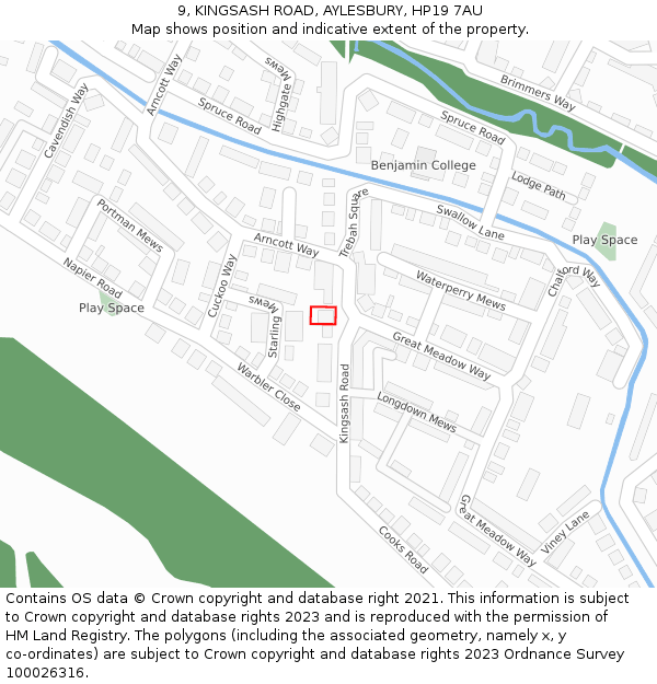 9, KINGSASH ROAD, AYLESBURY, HP19 7AU: Location map and indicative extent of plot