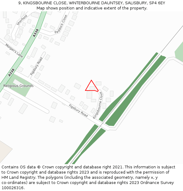 9, KINGSBOURNE CLOSE, WINTERBOURNE DAUNTSEY, SALISBURY, SP4 6EY: Location map and indicative extent of plot