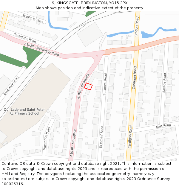 9, KINGSGATE, BRIDLINGTON, YO15 3PX: Location map and indicative extent of plot