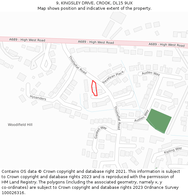 9, KINGSLEY DRIVE, CROOK, DL15 9UX: Location map and indicative extent of plot