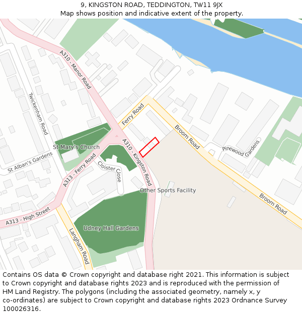 9, KINGSTON ROAD, TEDDINGTON, TW11 9JX: Location map and indicative extent of plot